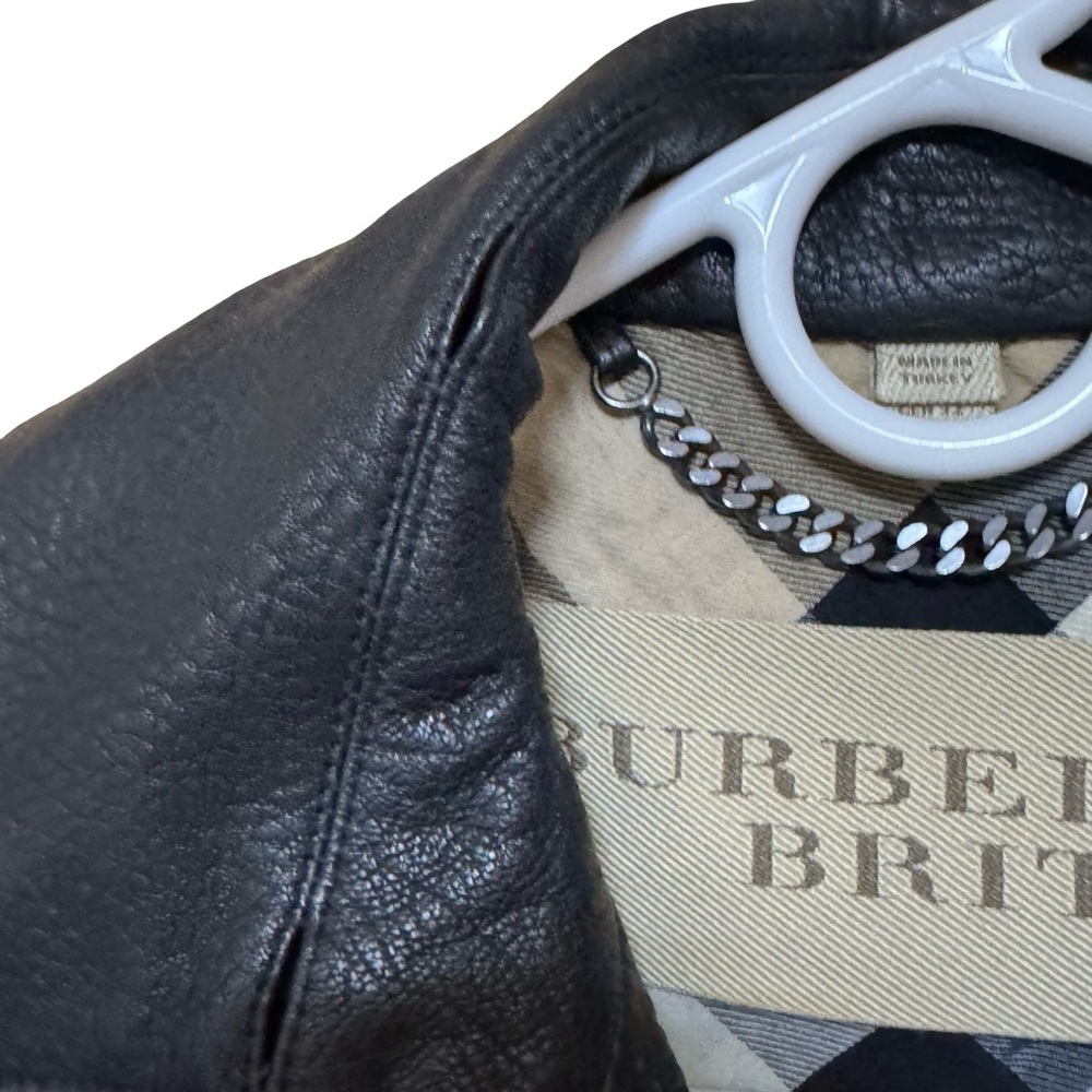 Burberry Black Lamb Leather Double-Breasted Trench Coat Size 2US - Picture 12 of 13